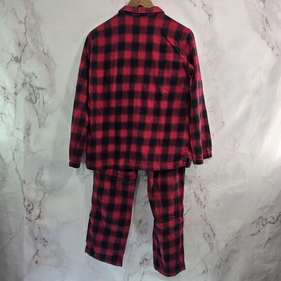 Eddie Bauer Pajamas Womens Medium Buffalo Plaid Red PJ Set Flannel Holiday - Picture 6 of 16